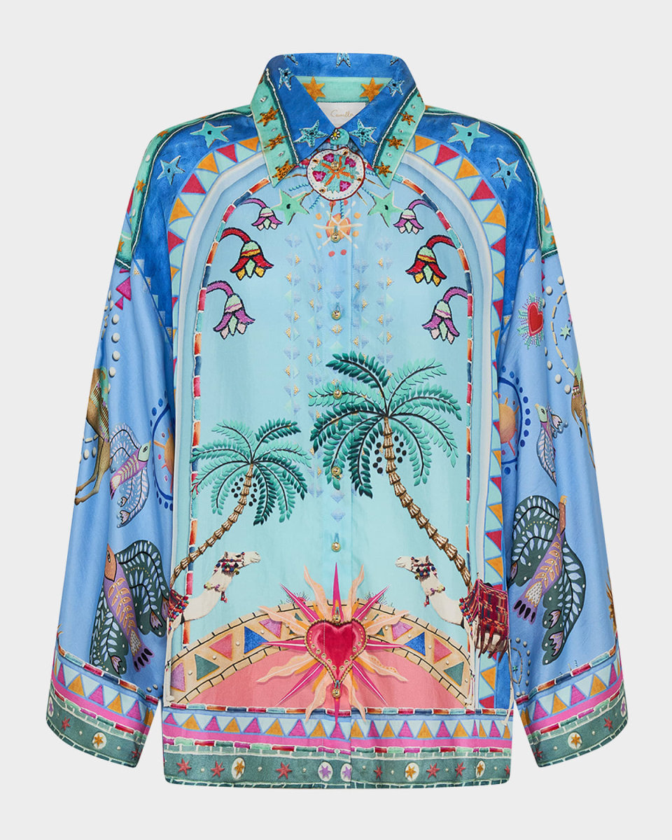 A Painted Village Wide-Sleeve Blouse